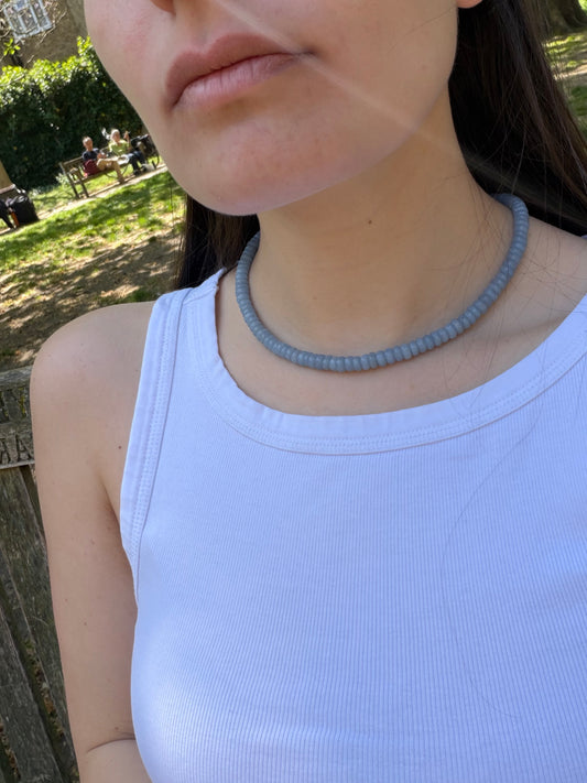 Blue Angelite Beaded Necklace