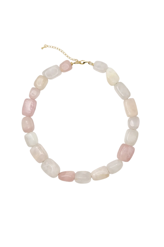 Rose Quartz Nugget Beaded Necklace