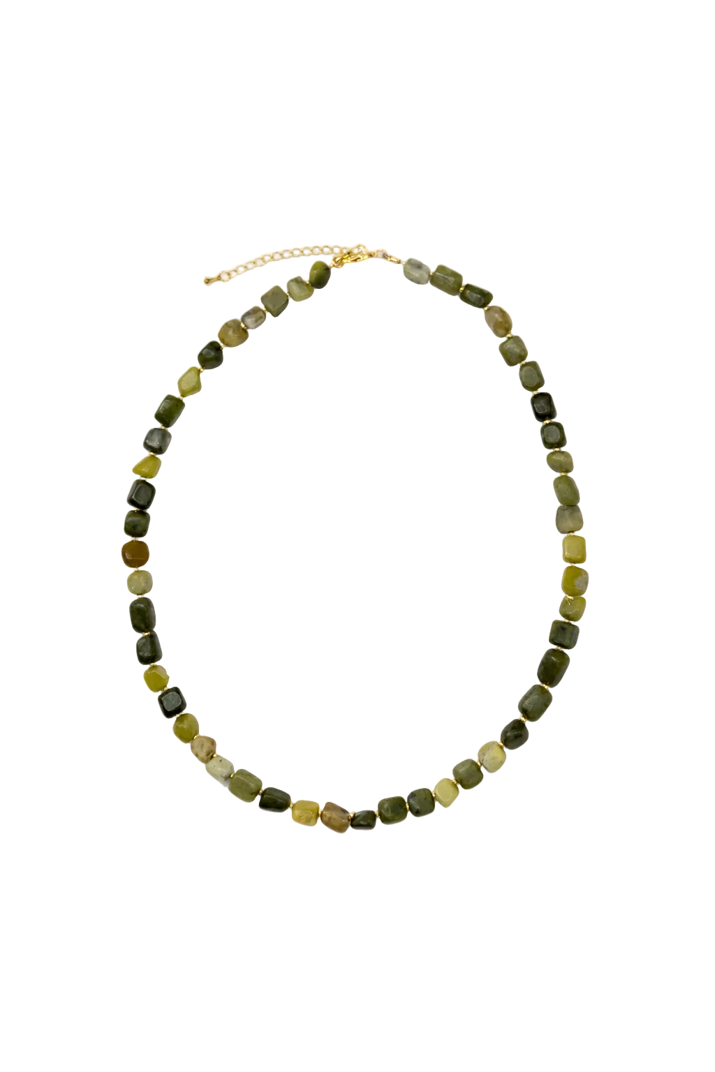 Green Jade Nugget Beaded Necklace