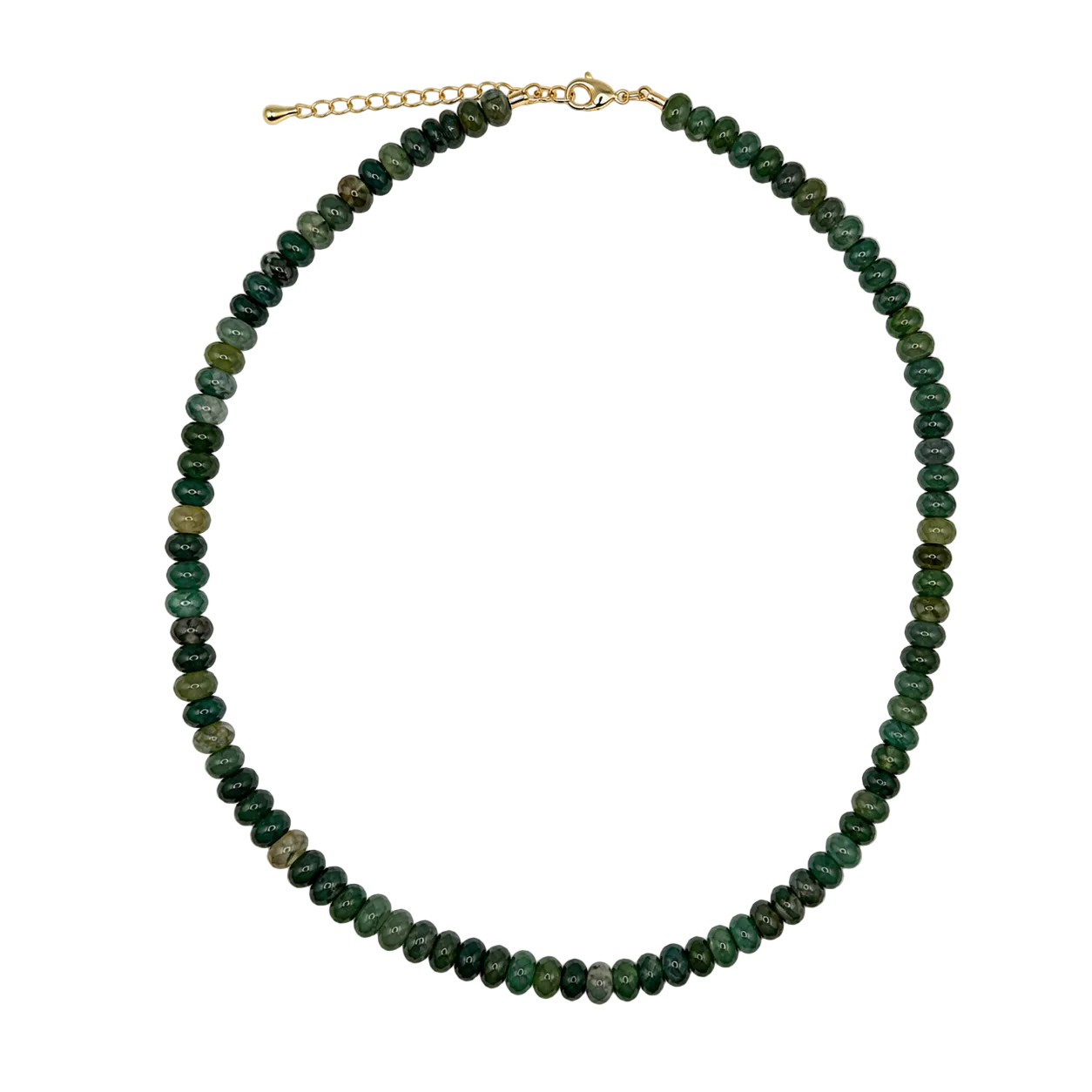Green Agate Rondelle Beaded Necklace