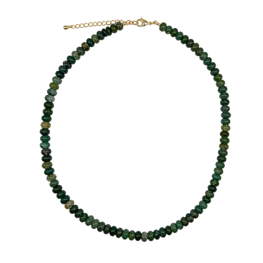Green Agate Rondelle Beaded Necklace