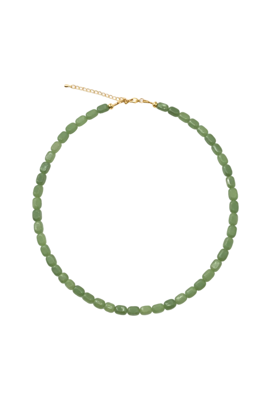 Green Aventurine Pillar Beaded Necklace