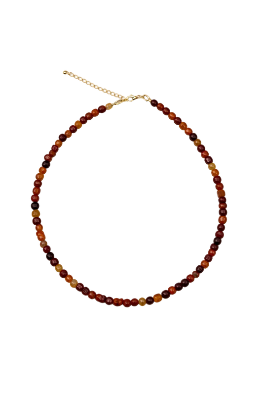 Carnelian Pebble Beaded Necklace