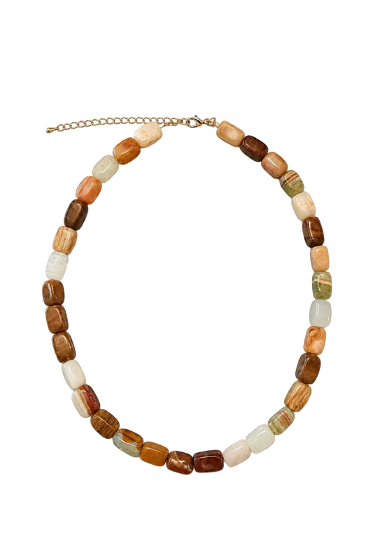 Italian Onyx Rectangle Beaded Necklace